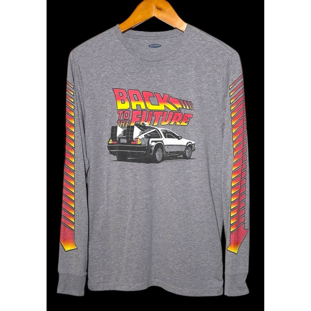 BACK TO THE FUTURE Old‎ Navy Gray Long Sleeve T-Shirt Men Size Medium